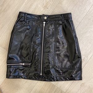 Retro black leather mini